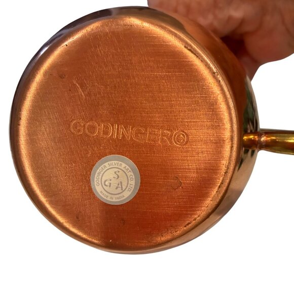 Godinger Copper Moscow Mule Mugs Set of 2 Stainless Interior Barware - Picture 2 of 3